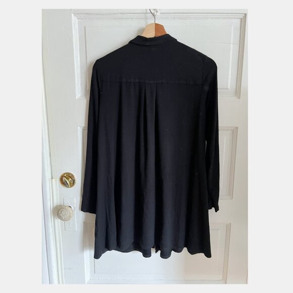 EILEEN FISHER - Drapey Black Button Up Tunic - Picture 2 of 7